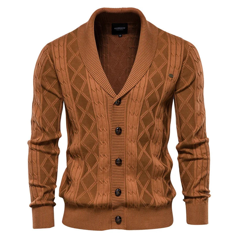 Cotton Casual Knitted Cardigan Men's V-neck Single Breasted Solid Color Business Social Sweater Coats Autumn Winter Men Clothing