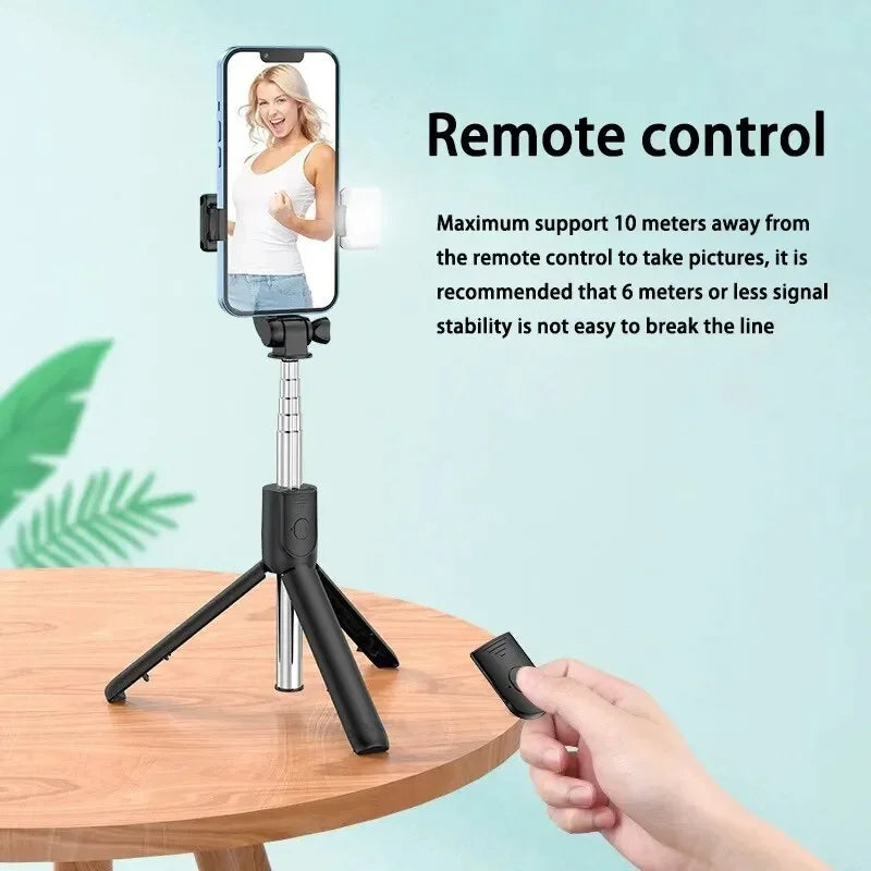 Selfie Stick Wireless Tripod Stand with Light Bluetooth Remote Extendable Tripod for iPhone Mobile Phone Live Streaming