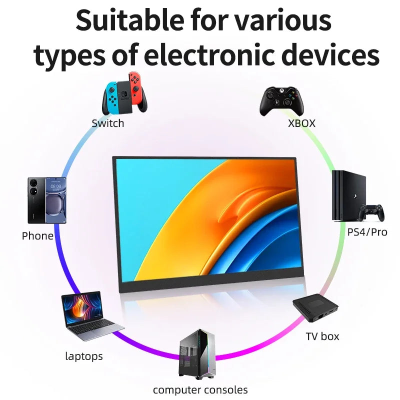 HGFRTEE 14 Inch Portable Monitor Touch/no Touch optional 100%sRGB 400cd/m2 Gaming Computer Expand Display For XBox PS4/ 5 Switch