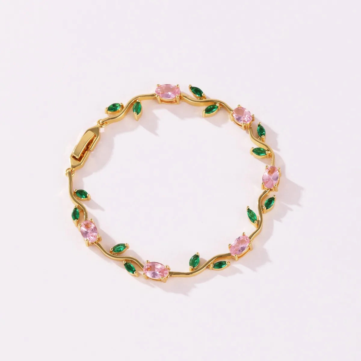 LATS Colorful Trendy Charm Sparkling Leaf Cubic Zirconia Bracelets for Women Party Wedding Fashion Jewelry Gift