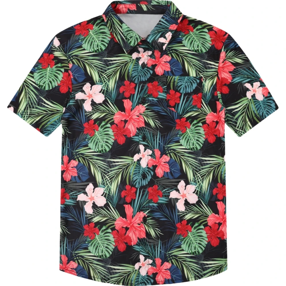 Hawaiian Children's Shirt Plant Flower Pattern Print Kids's Short Sleeved Shirt Holiday Seaside Tops Outdoor Children's Clothing