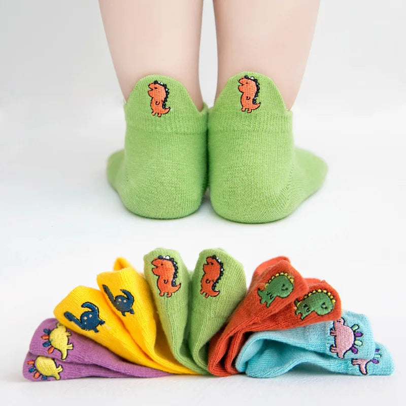 5 Pairs /pack Kids Socks Funny Teenagers Dinosaur Happy Cotton Socks Boys Kid Sock Mesh Girl Candy Bow Toddler Crew Socks