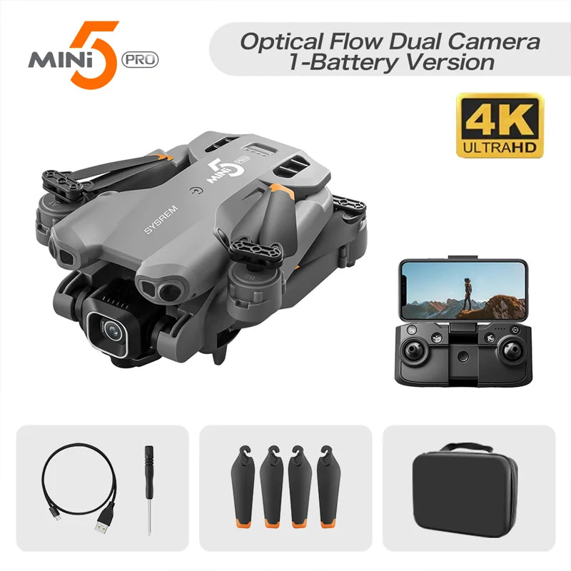 NEW MIni 5 Pro RC Drone 8K HD Dual Cameras 5G WIFI Photography Helicopter Brushless Obstacle Avoidance Folding Quadcopter RC Dro