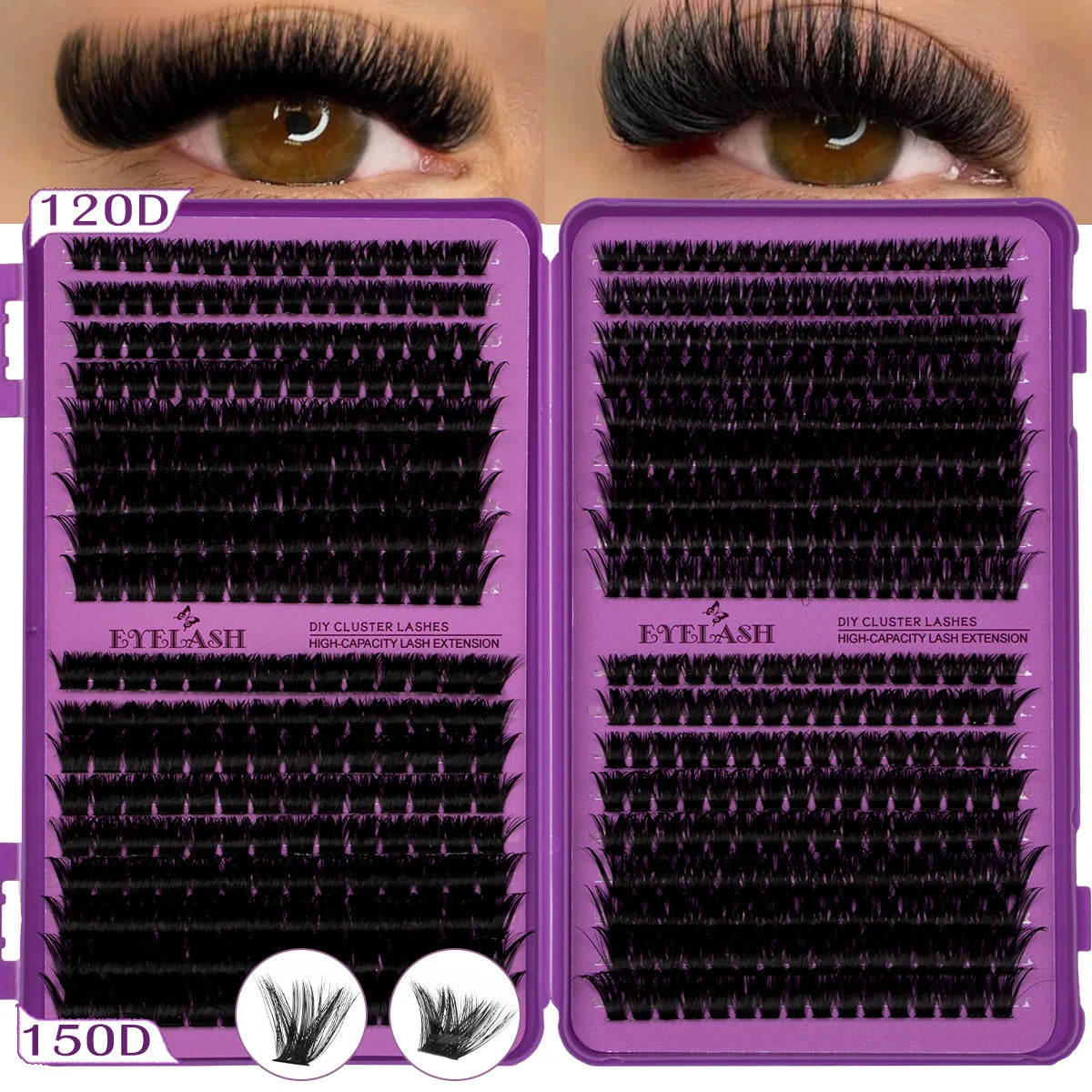 D Curl Individual Eyelash Clusters High Capacity Dense Eyelash Extension 8-16mm Suit for Different Makeup Beauty Long Lasting