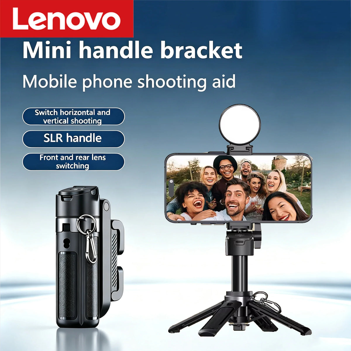 Lenovo Bluetooth Remote Selfie Stick with Zoom Function Aluminum Alloy Mount Anti-Shake Telescopic Portable Outdoor Selfie Stick