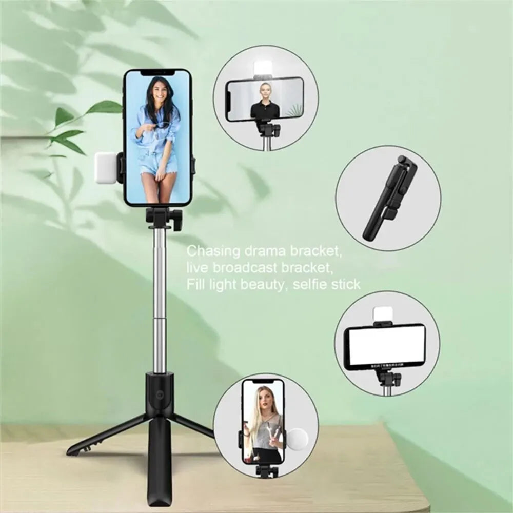 Selfie Stick Foldable Portable Tripod With LED Fill Light Bluetooth Shutter Remote Control For Mobile Phone Vlog Shooting Record