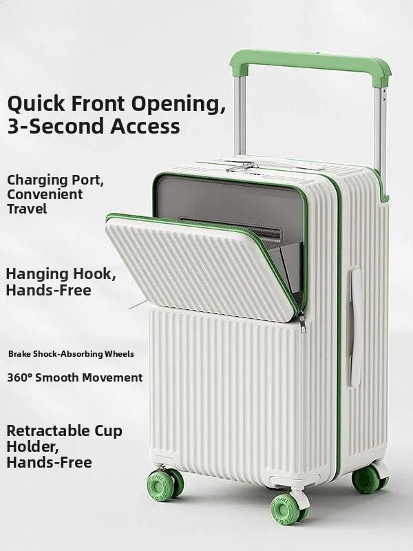 New 2026 Lightweight Durable Luggage Front Opening Carry-On Suitcase with Combination Lock Aluminum Handle for Travel And Bus...