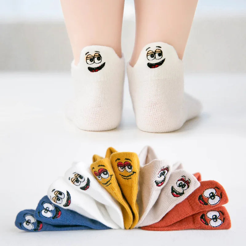 5 Pairs /pack Kids Socks Funny Teenagers Dinosaur Happy Cotton Socks Boys Kid Sock Mesh Girl Candy Bow Toddler Crew Socks