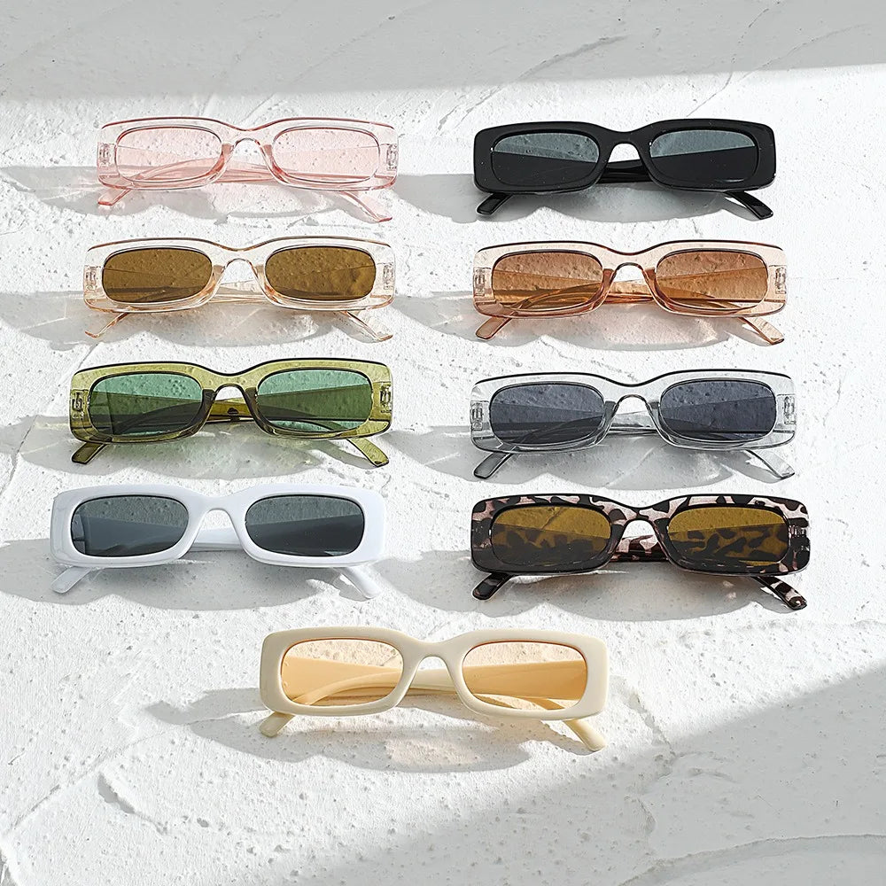 Fashion Rectangle Sun Glasses Retro Square Sunglasses Women Vintage Red Leopard UV400 Shades Driving Beach Party Accessories