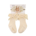 3Pcs/Set Ins Cream Color Latte Artificial Flower Headbands & Ribbed Short Socks Anti-Slip Cotton 0-12M Sockfor Infant Baby