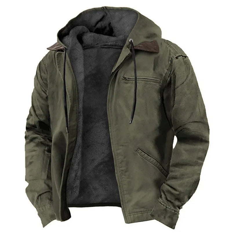 American European New Fashion Men’s Casual Trendy Solid Color Zipper Simple Cotton Padded Jacket Male Loose Coats Parkas Clothes