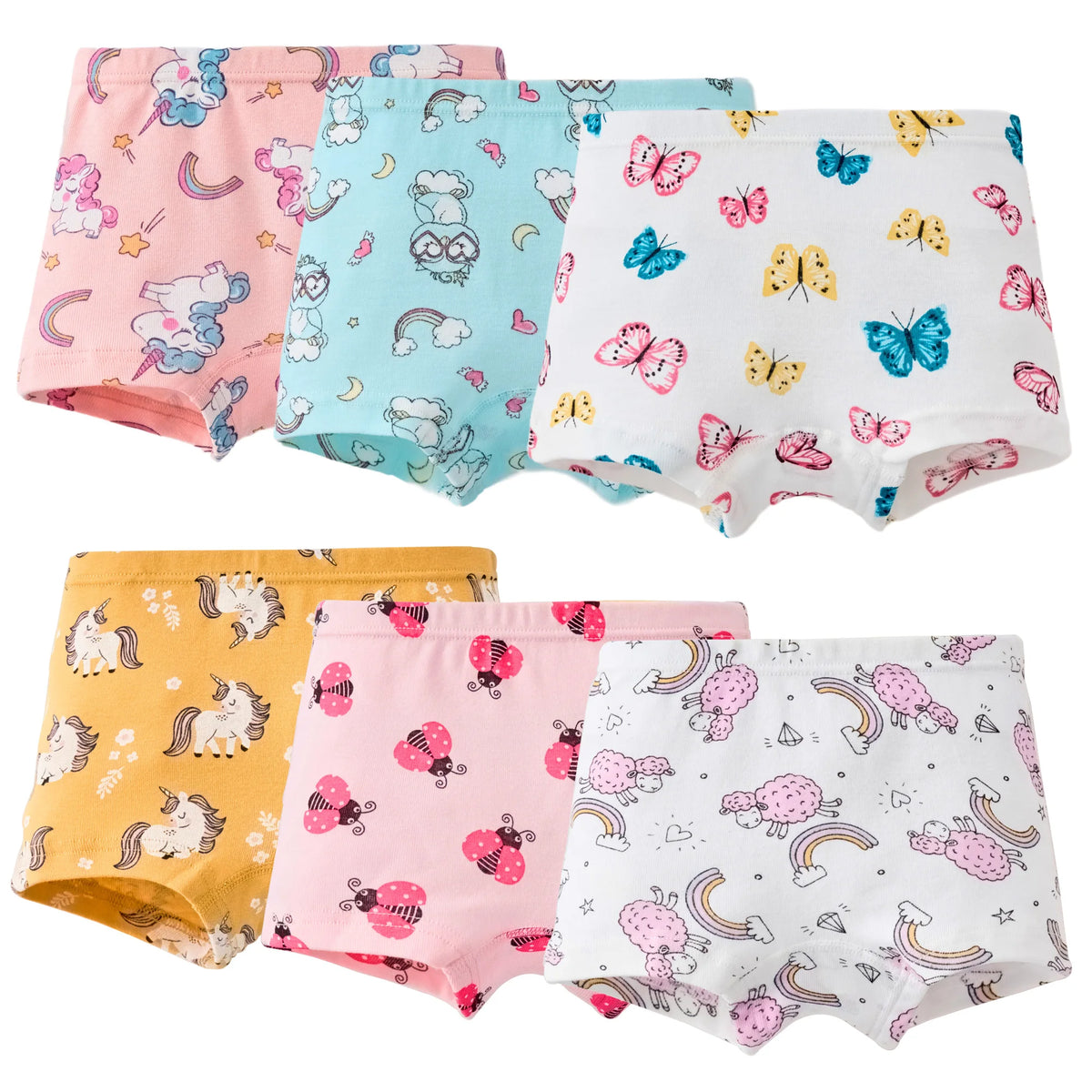 6 Pcs Kids Little Girls Underwear Toddler Baby 100% Cotton Soft Briefs Panties Cartoon Big Girls Undies 1-10 Years
