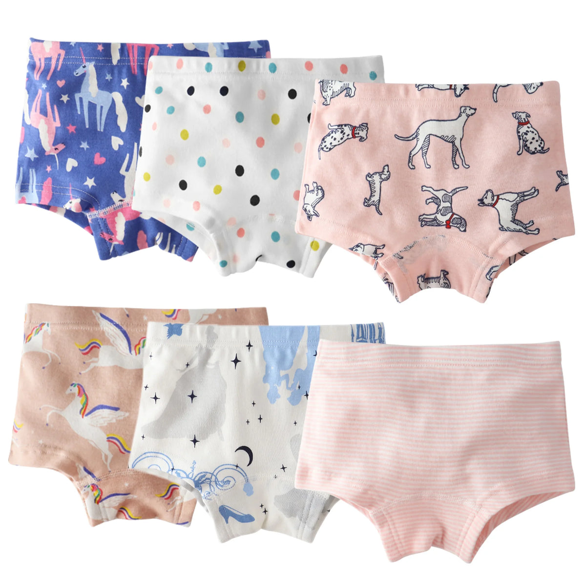 6 Pcs Kids Little Girls Underwear Toddler Baby 100% Cotton Soft Briefs Panties Cartoon Big Girls Undies 1-10 Years