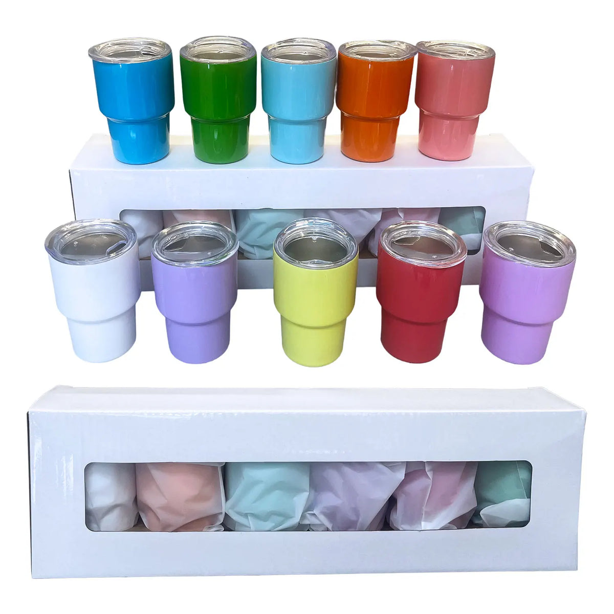 6 Pcs/SET 3oz Mini Sublimation Blanks Stainless Steel Tumbler 6 Colors Liqueur Wine Tumbler Kids Juice Milk Cup Mug with Straw