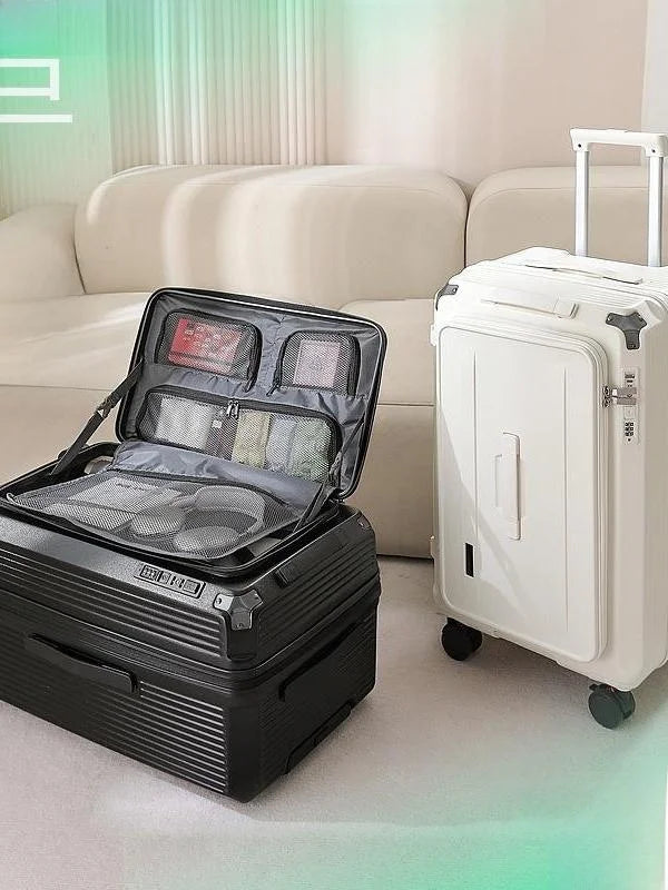 Thickened Five-Wheel Password Travel Suitcase Durable Expansable 28 Inch Side-Open Deep Cargo Unisex Luggage Bag