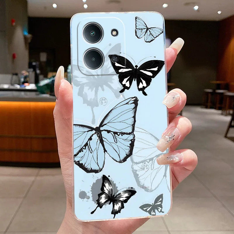New For Redmi 15C Poco C85 4G Case Clear Luxury Fashion Butterfly Flower Soft TPU Silicone Phone Cover For Redmi15C PocoC85 Case