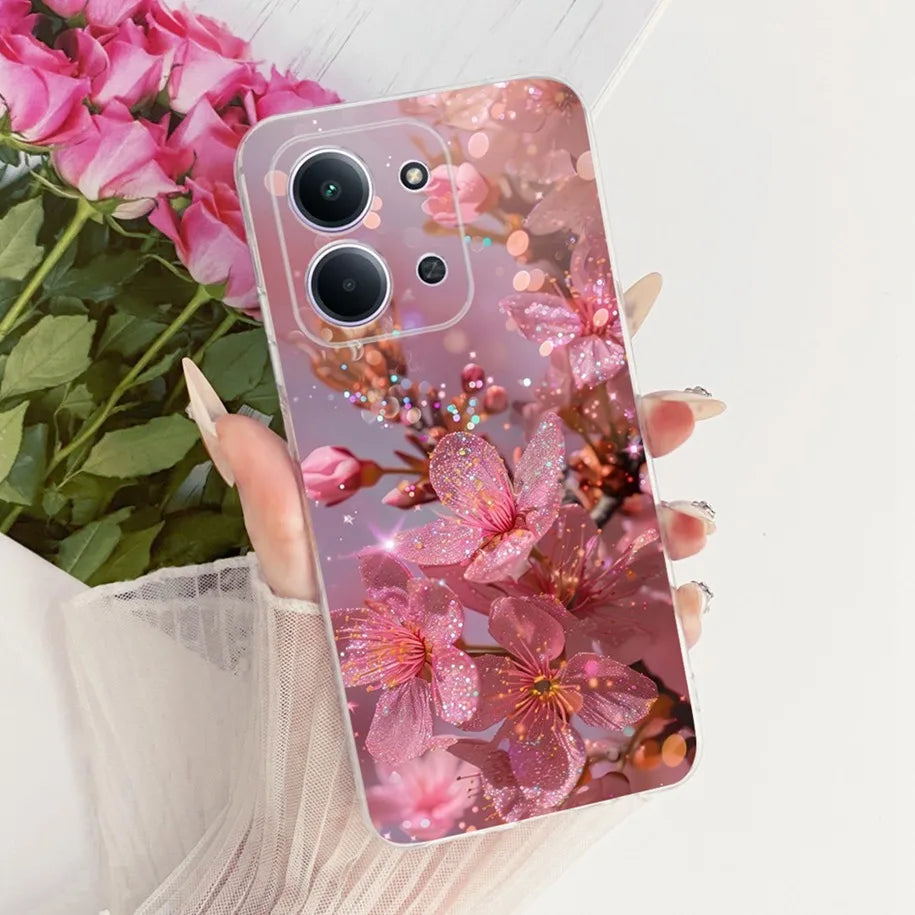 For Xiaomi Redmi 15C 5G 2025 Case Fashion Flower Bow Soft Silicone Clear Back Cover For Xiaomi Poco C85 5G Redmi15C 173MM Bumper