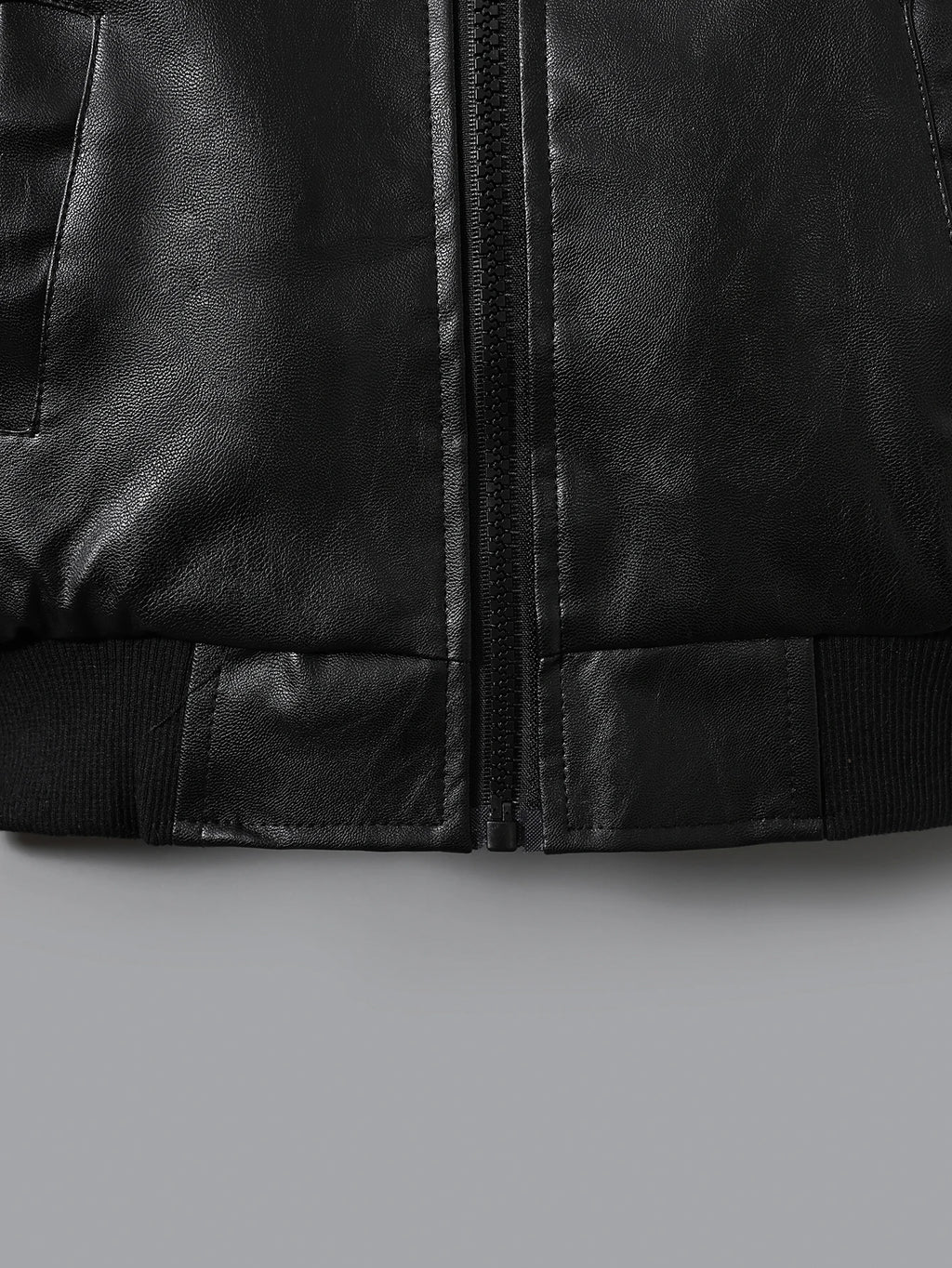 Children's Clothing Boys' Spring and Autumn Pu Leather Jacket, Retro Stylish High-End Jacket, Trendy Biker Jacket, Easy to Clean Classic Baseball Jacket, Outerwear