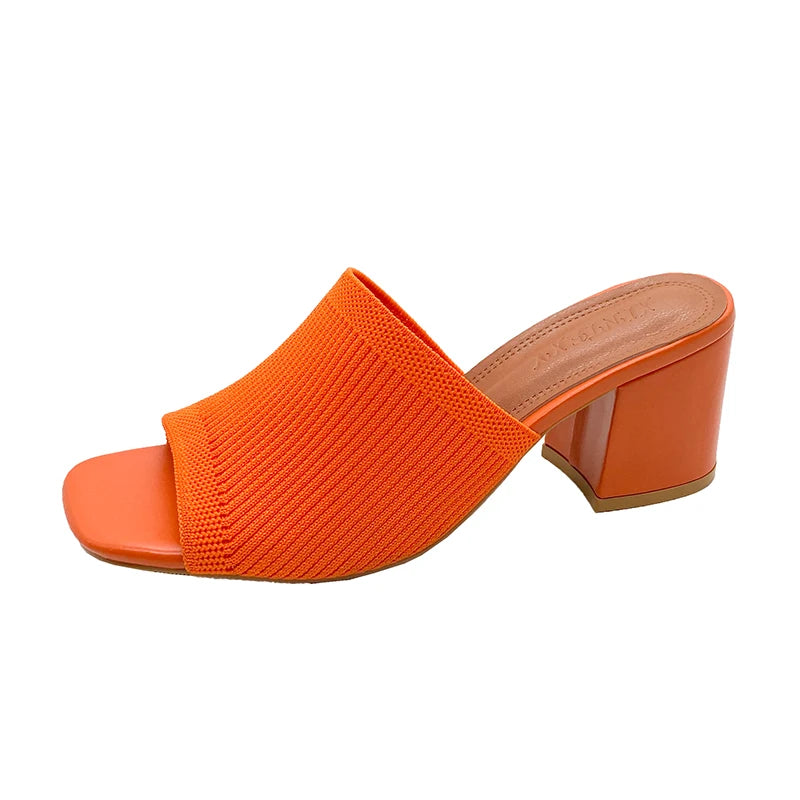 Women Sandals Slippers Luxury Summer Outdoor Casual Women Shoes Open Toe Soft High Heels Slides Black Mules Sandals Size 42