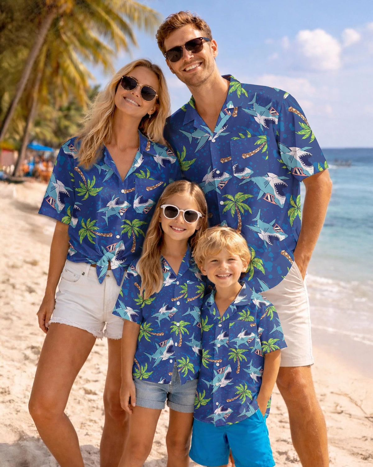 Summer Men's Family Wear Beach Hawaiian Shirt Tropical Sandcastle Palm Tree Shirt Outdoor Sports Vacation Shirts Child T-Shirt