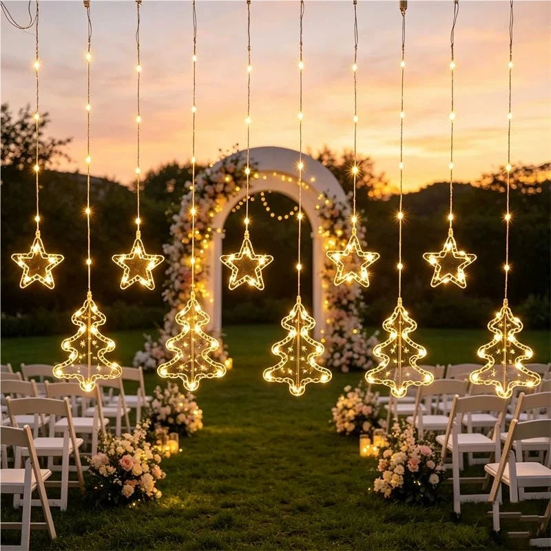 Christmas Lights Curtain Fairy String Lights 3M USB Powered Remote 8 Modes LED Window Decorations for Home