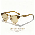 CLOUT GOGGLES Business Sunglasses Male Female Metal Polygon Rivet Half Frame Outdoor Driving Ultraviolet Protection Sun Glasses