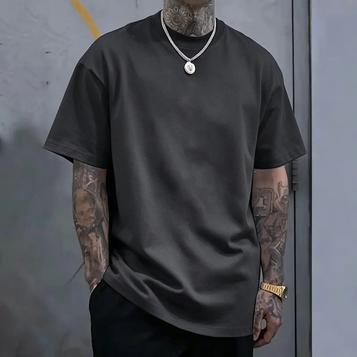 Cotton Hot Sales Mens T-shirt Solid Color Casual Quality Short Sleeve Outdoor Sports Jogging T-shirt Soft Loose Black White Tees
