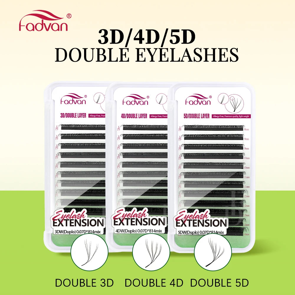 FADVAN Double Tips 6D 8D 10D W Shape Eyelashes Extensions Natural Volume Fans Eyelashes Makeup Tools