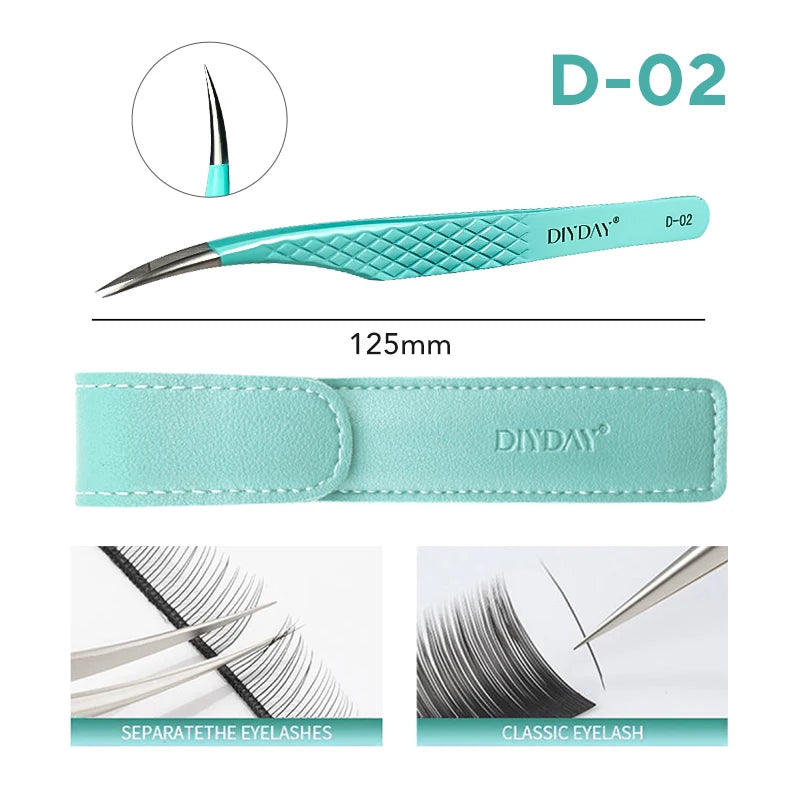 DIYDAY Anti-Slip Tweezers, High-Density Fiber Tip for Eyelash Extensions & Eyebrow, Professional Precision Beauty Tools