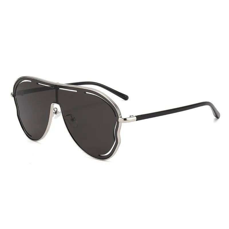 Unique Hollow Out Oversized Sunglasses Women Big Frame Luxury Brand Sun Glasses For Ladies Shield Thin Face Glasses Driving