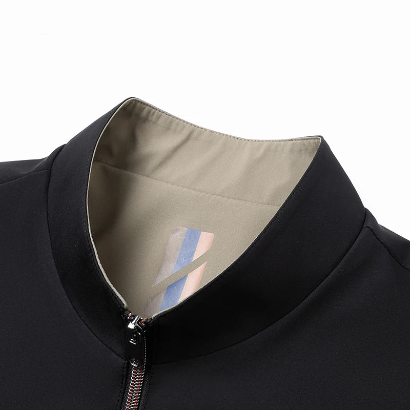 2025 Men's Spring and Autumn Jacket Casual High End Loose Middle Aged Cadre Dad's Dress Collar Jacket