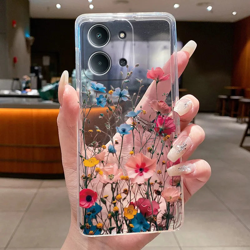 New For Redmi 15C Poco C85 4G Case Clear Luxury Fashion Butterfly Flower Soft TPU Silicone Phone Cover For Redmi15C PocoC85 Case