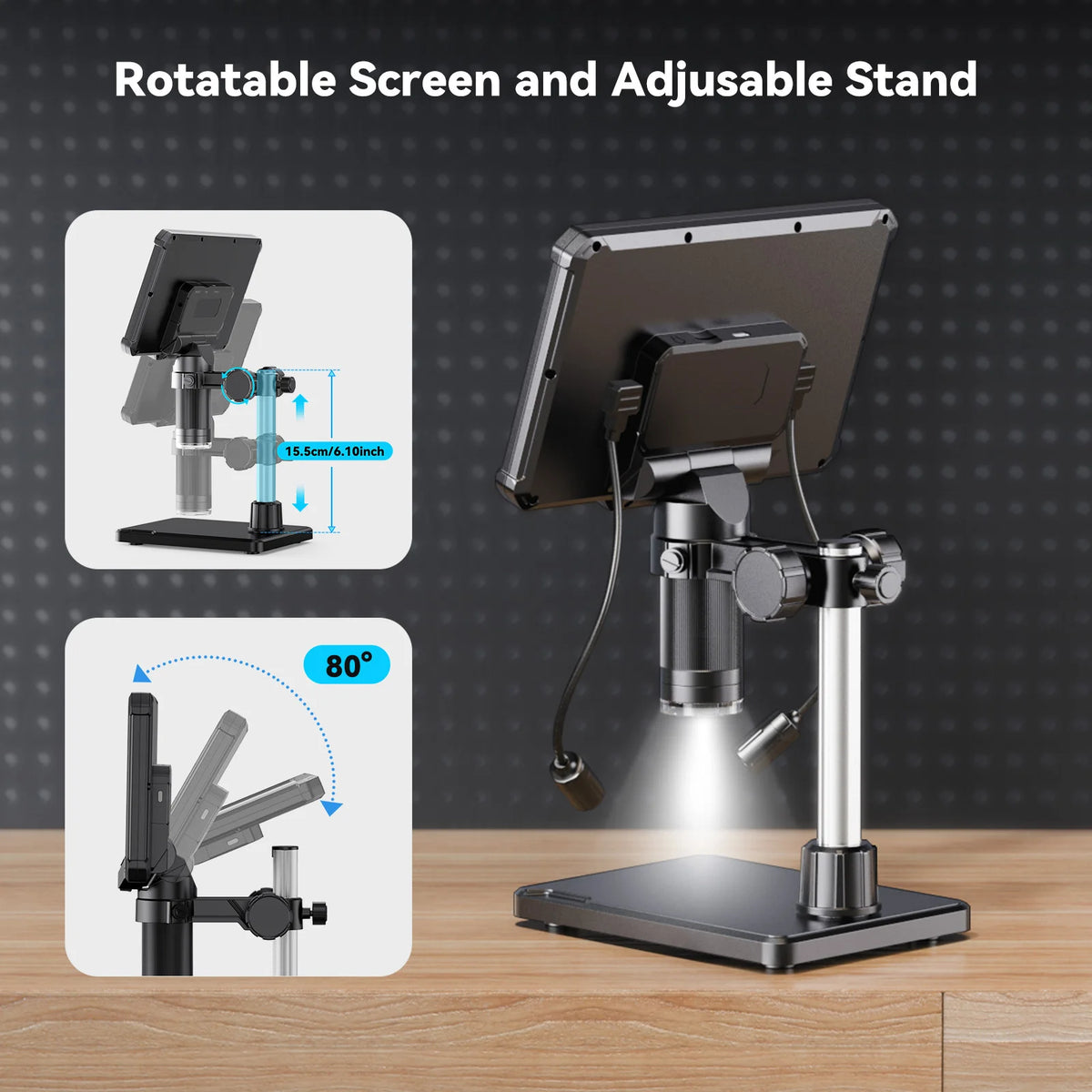7inch Digital Microscope 1200X Magnification for Coin PCB Circuit Repair 16MP HD Soldering Microscope with Lights, PC View