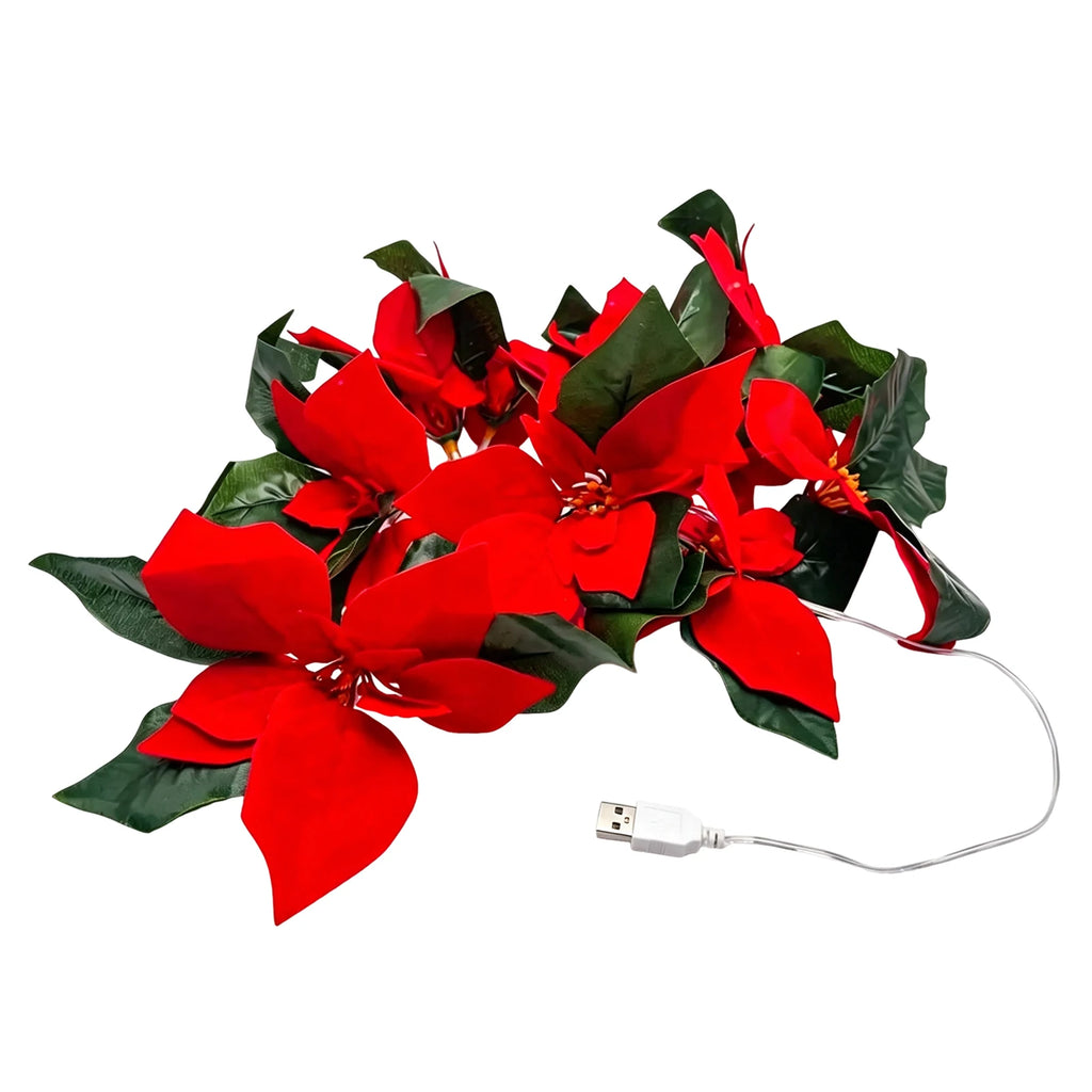 Christmas Garland With Led Lights Artificial Flower Xmas String Lights for Fireplace Winter Xmas Tree Table Decor
