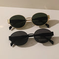 2 pcs a Pack Retro Oval Sunglasses Unisex Trendy Classic Shield Style Fashion Eyewear UV400 Metal Sun Glasses