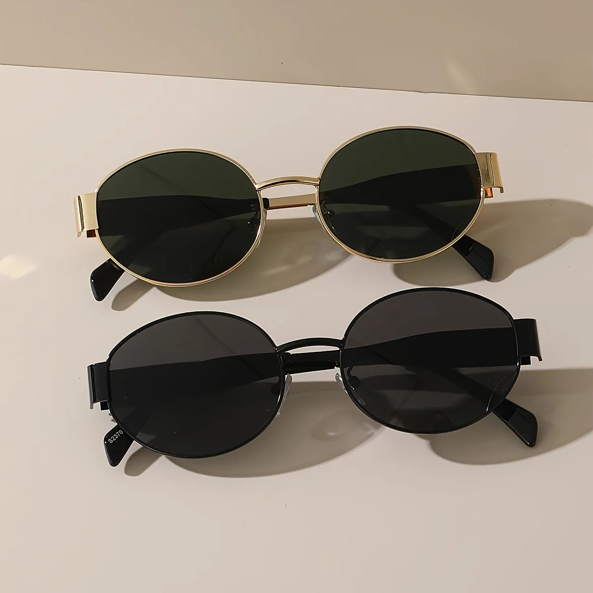 2 pcs a Pack Retro Oval Sunglasses Unisex Trendy Classic Shield Style Fashion Eyewear UV400 Metal Sun Glasses