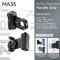 Ulanzi MA35 Selfie HandGrip Booster Bluetooth Shutter for iPhone 17 16 15 Android Photo Stabilizer Cold Shoe 1/4' Screw Mount