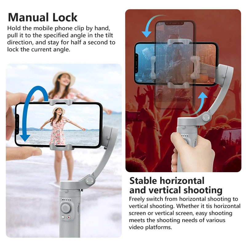 AXNEN 3-Axis Handheld Gimbal Stabilizer Wireless Bluetooth Connect Stable Shooting for Mobile Smartphones live Photography Kit