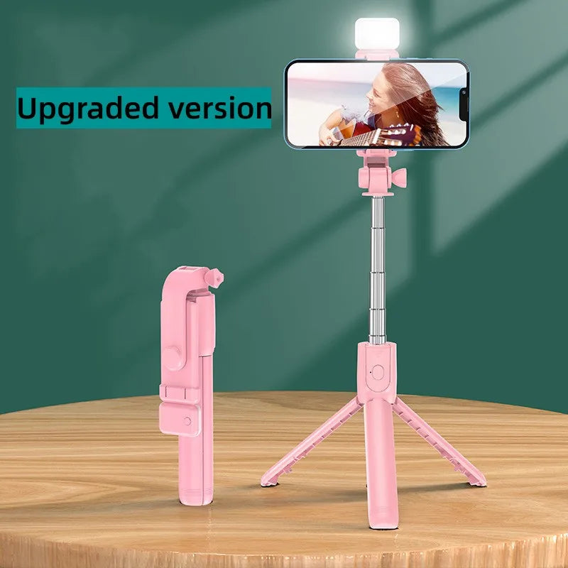 Selfie Stick Wireless Tripod Stand With Light Bluetooth Remote Extendable Portable For IPhone Mobile Phone Live Streaming Travel