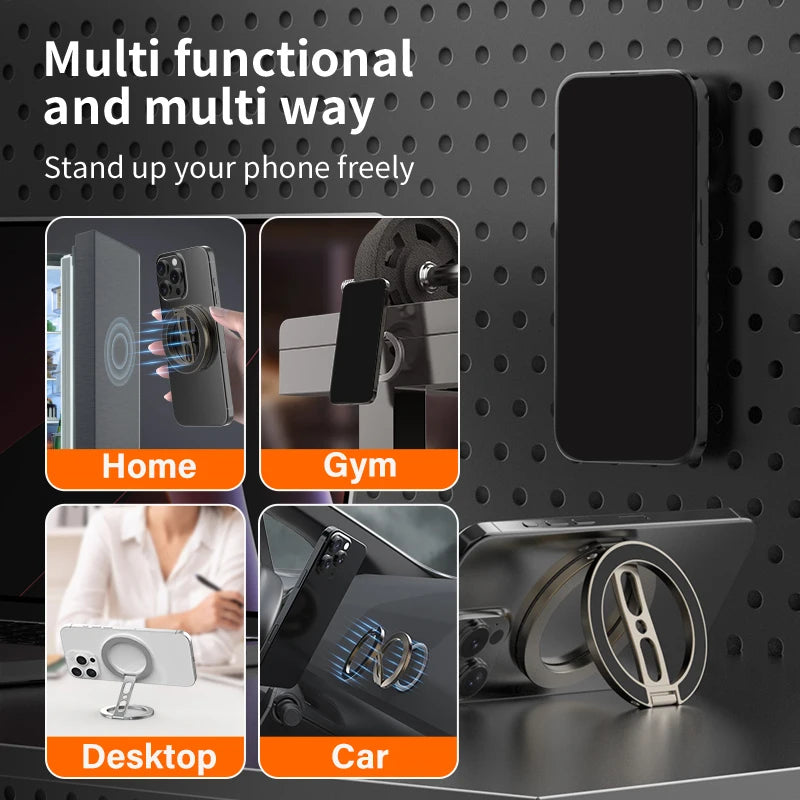 Double-Sided Magnetic Phone Holder, Portable Phone Holder, Suitable for iPhone, Can Be Used on Portable Desks and in Vehicles