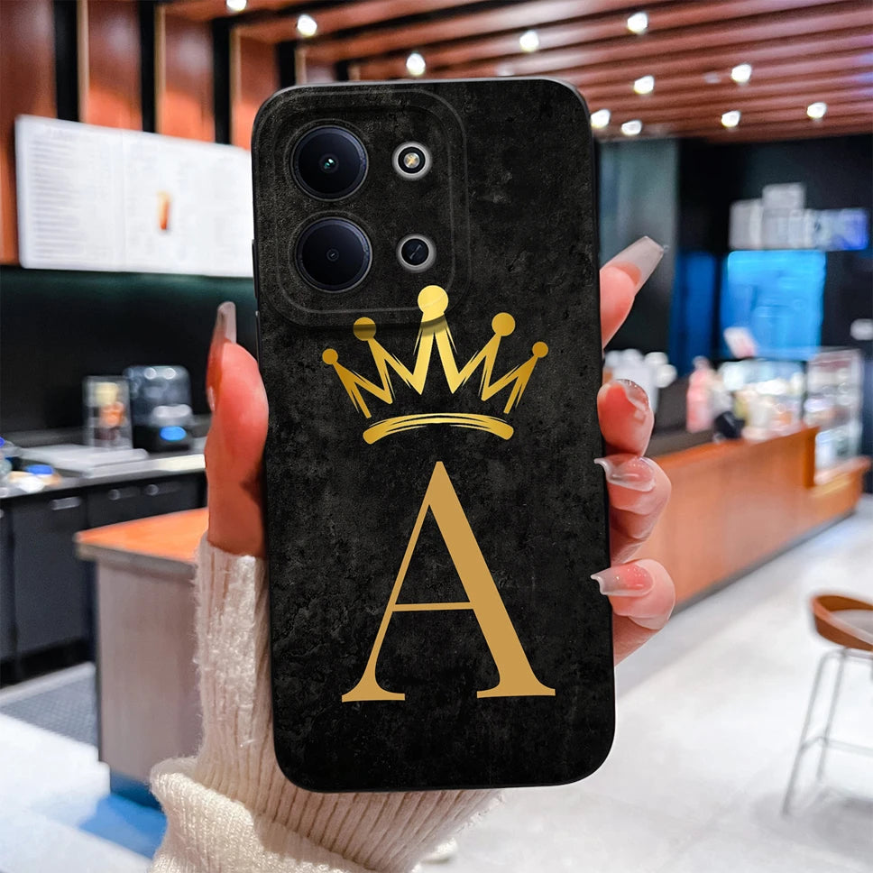 For Redmi 15C 4G 5G Couple Phone Case Fashion Crown Letters Protective Back Cover For Redmi15C Soft Smooth Liquid Silicone Funda