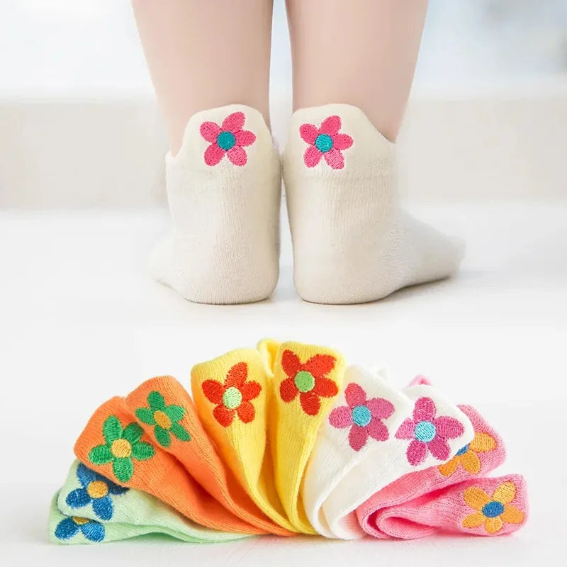 5 Pairs Kids Socks Emoticons Funny Face Pattern Comfortable Breathable Boys Girls Socks