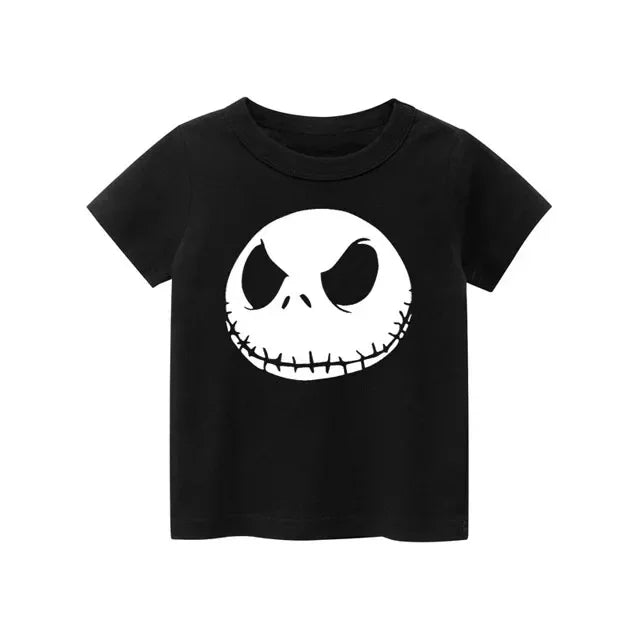 2024 New Fashion Kids T Shirt For Boys Black White Gray Short Sleeve Children Clothes Rock Print Boy T Shirt For Girls Tops