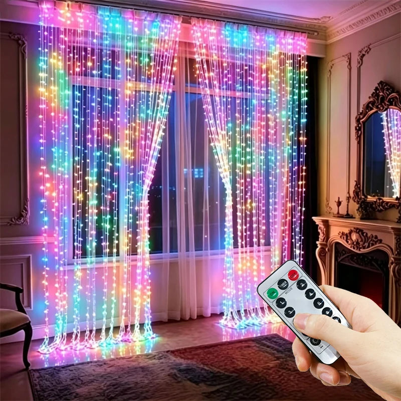 LED Curtain String Lights 8 Modes USB Plug Party Lights with Remote Control Fairy Garland Bedroom Wedding Christmas Decorations