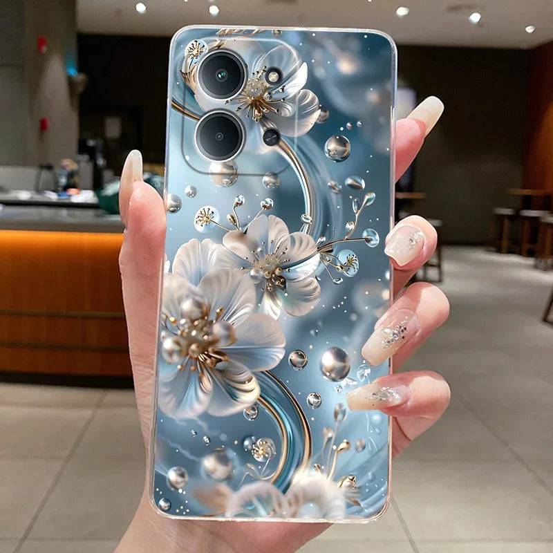 New For Redmi 15C Poco C85 4G Case Clear Luxury Fashion Butterfly Flower Soft TPU Silicone Phone Cover For Redmi15C PocoC85 Case
