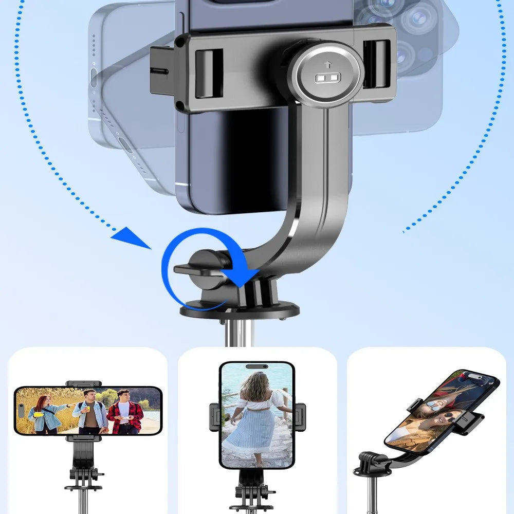 Selfie Stick Tripod with Bluetooth Remote, 6-Section Extendable Pole, 360° Rotation, Fill Light Option, for Phone Vlog