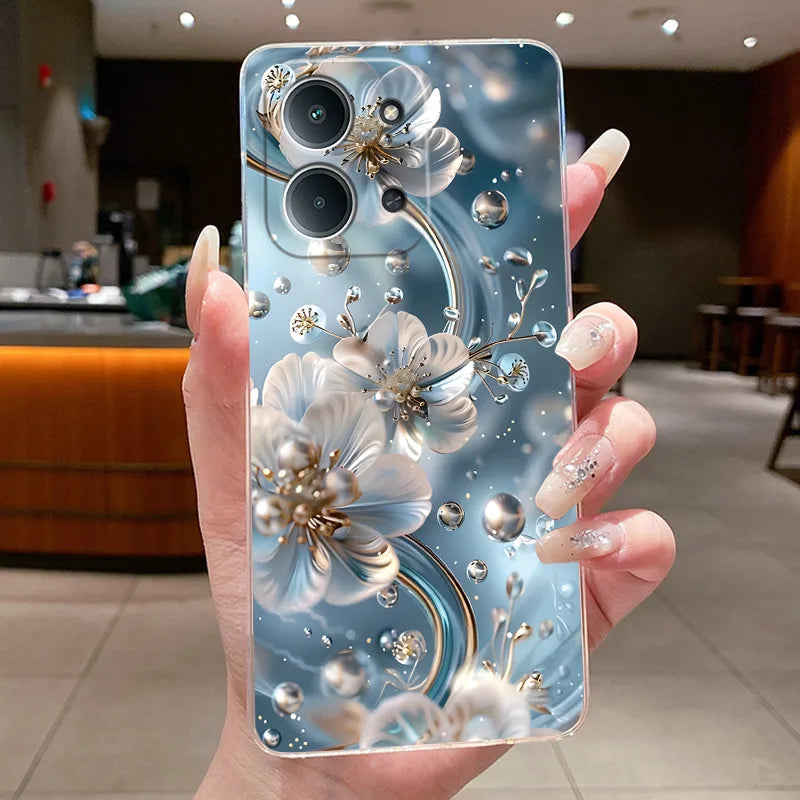 New For Redmi 15C Poco C85 4G Case Clear Luxury Fashion Butterfly Flower Soft TPU Silicone Phone Cover For Redmi15C PocoC85 Case