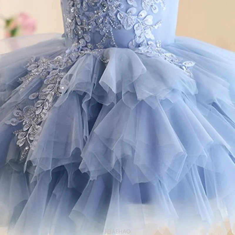 2025 Children Party Dress Piano Recital Outfit Flower Girl Wedding Formal Banquet Gown Birthday Hostess Performance Princess