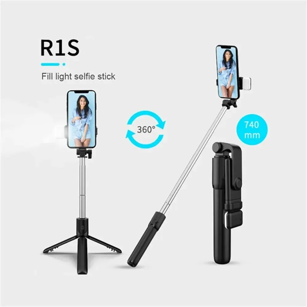 Selfie Stick Wireless Tripod Stand with Light Bluetooth Remote Extendable Tripod for iPhone Mobile Phone Live Streaming