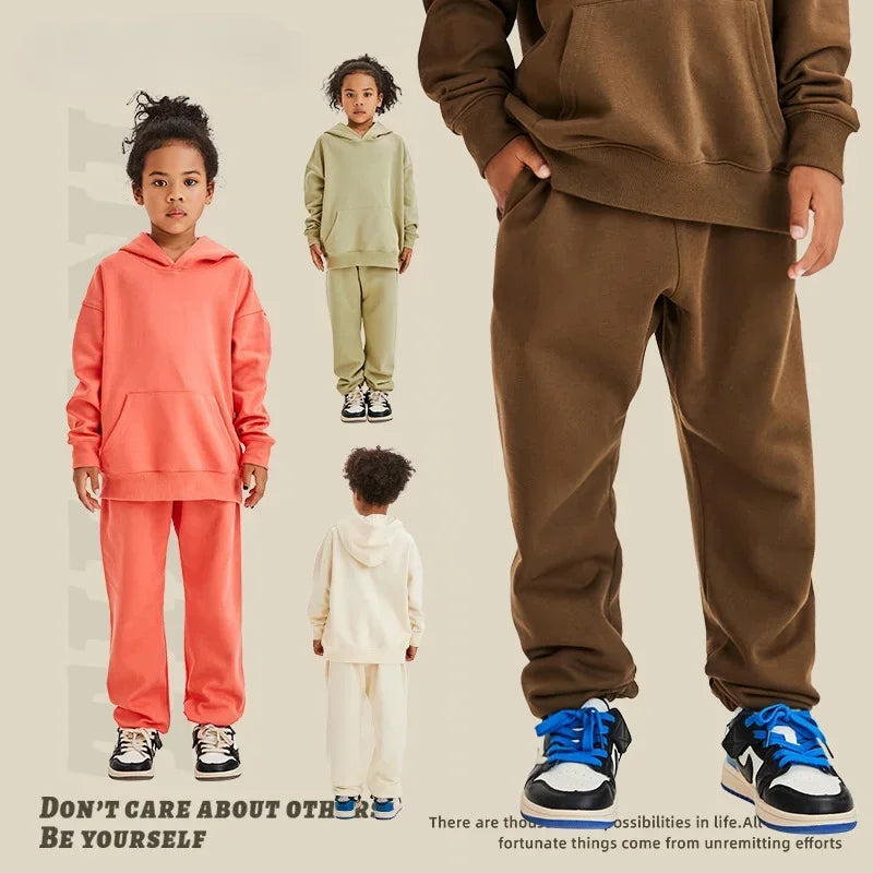 Cotton Boys Girls Trousers Teen Kids Sweatpants Autumn Winter 2026 Casual Elastic Waist Unisex Children Sport Pants 10 12 Years